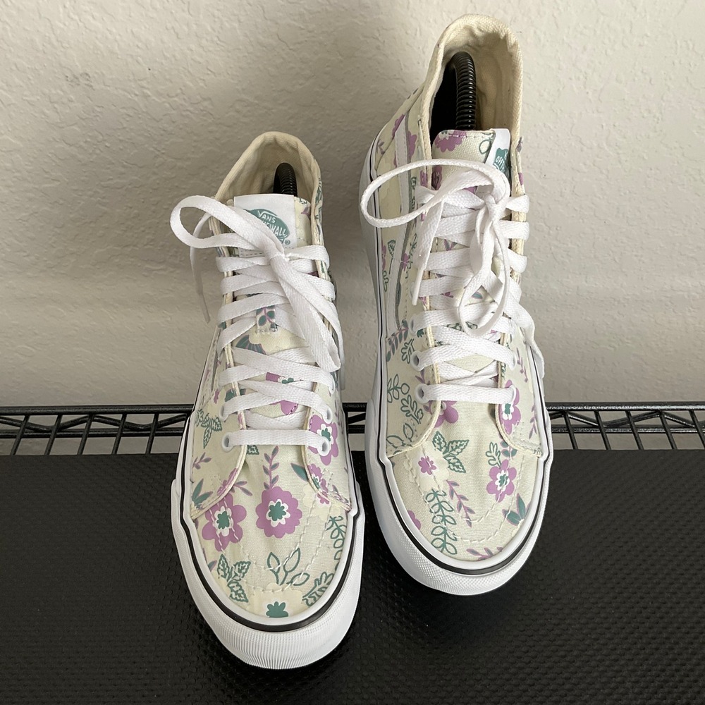 Vans Sk8-Hi Platform Floral Light Green Sneakers Womens 9 Mens 7.5 721356 - Picture 13 of 14